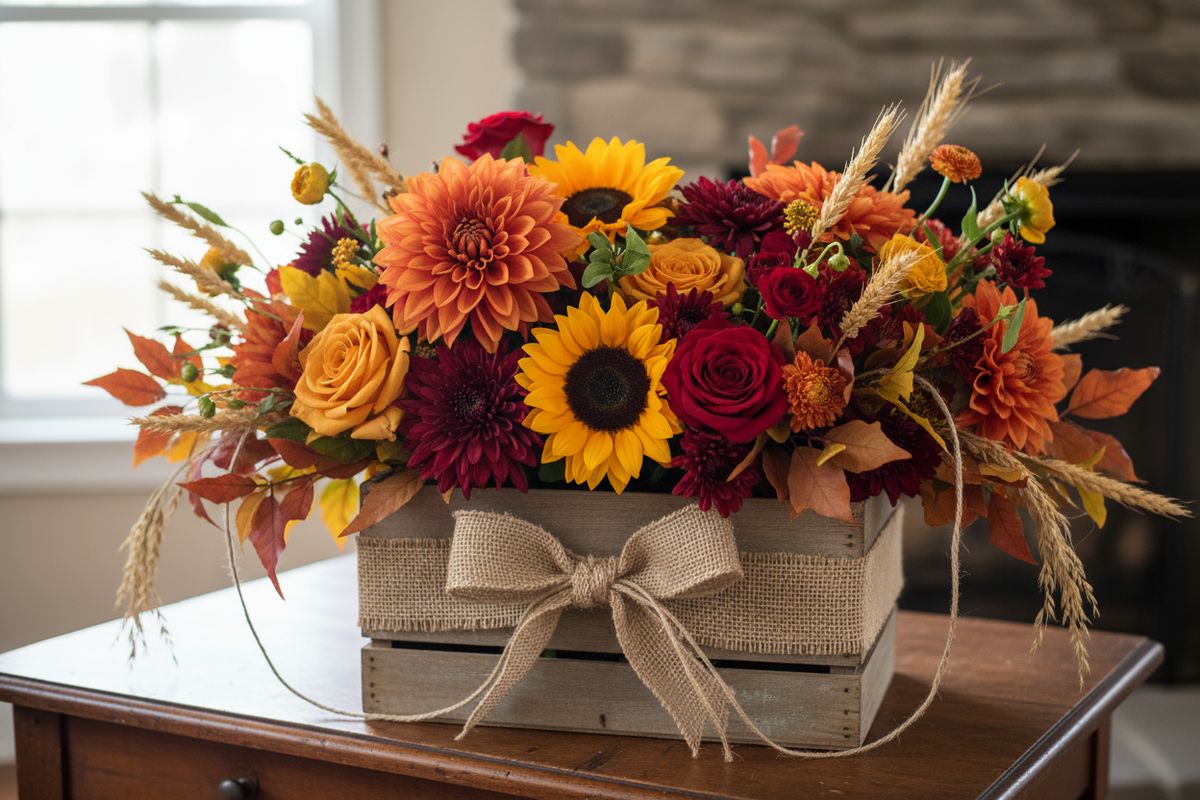 Seasonal flower arrangement showcase